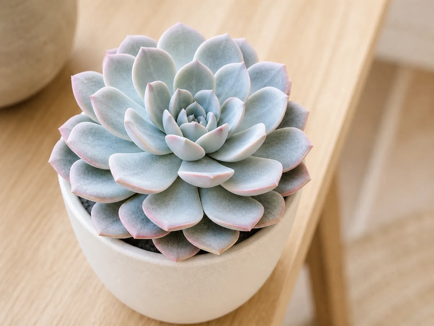 Echeveria en rosette aux feuilles charnues bleu-gris